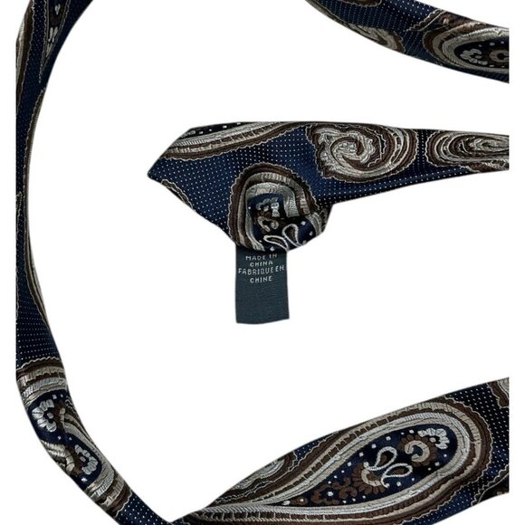 PRONTO UOMO Silk Necktie LUXURY Tie Changing Blue Gray Brown Paisley W:3" EUC - Picture 4 of 5